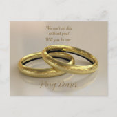 金ゴールドリングや輪リングや輪ベアラ招待状 案内ポストカード (正面)