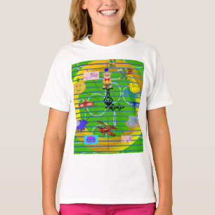 金ゴールドリングや輪飛行機ボウタイテディベアジオメトリック Tシャツ