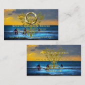 金ゴールドリングや輪、フェニックス、サーファー、保険ブローカー 名刺 (正面/裏面)