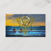 金ゴールドリングや輪、フェニックス、サーファー、保険ブローカー 名刺 (正面)