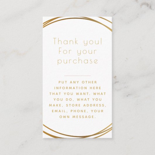 金ゴールドリング挿入カード顧客の注文。 エンクロージャーカード (正面)