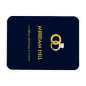 金ゴールドリング濃い青のウェディングプランナー マグネット (横)