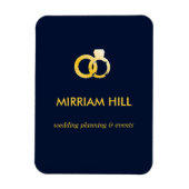 金ゴールドリング濃い青のウェディングプランナー マグネット (縦)