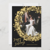 金ゴールドリースオンブラックフォトハッピー シーズンカード (正面)