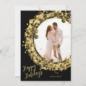 金ゴールドリースオンブラックフォトハッピー シーズンカード (正面)