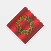 金ゴールドリースオンレッドクリスマス スタンダードランチョンナプキン (角)