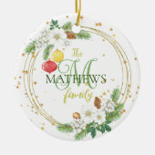 金ゴールドリースオーナメントホワイトベリーアンドペチュニアス セラミックオーナメント (正面)