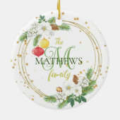 金ゴールドリースオーナメントホワイトベリーアンドペチュニアス セラミックオーナメント (裏面)