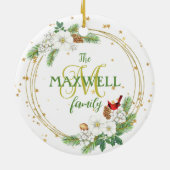 金ゴールドリースホワイトベリー、ペチュニアスと(鳥)ショウジョウコウカンチョウ セラミックオーナメント (裏面)