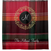 金ゴールドリースマドラスプレイドパターン シャワーカーテン (正面)