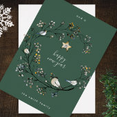 金ゴールドリースメリークリスマスハッピーニューイヤー 箔シーズンカード