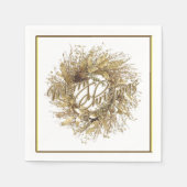 金ゴールドリースメリークリスマス紙ナプキンス スタンダードカクテルナプキン (正面)