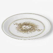 金ゴールドリースメリークリスマス紙プレート ペーパープレート (アングル)