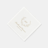 金ゴールドリースモノグラムエレガントウェディング スタンダードカクテルナプキン (角)