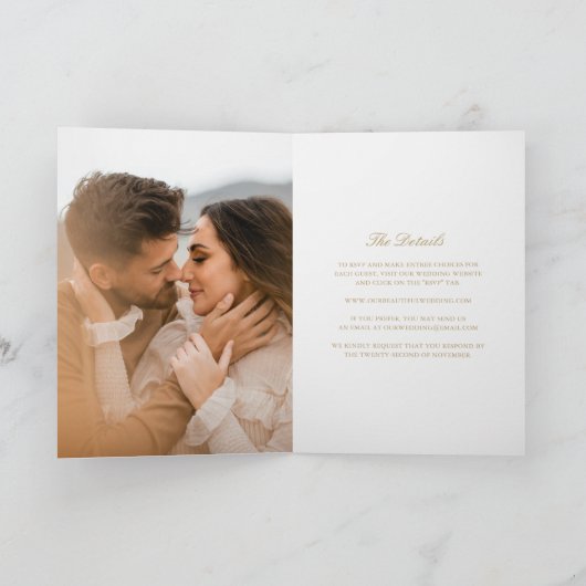 金ゴールドリースモノグラムエレガントウェディング 招待状 (内部)