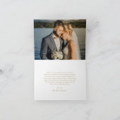 金ゴールドリースモノグラムフォトエレガントな結婚式 サンキューカード (内部)