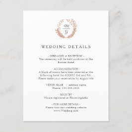 金ゴールドリースモノグラム。結婚詳細 エンクロージャーカード