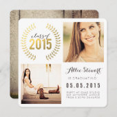 金ゴールドリース2015年の大学院フォトカード 案内状 (正面/裏面)