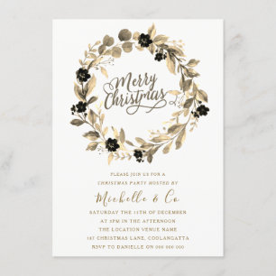 金ゴールドリードリースオフィスファミリークリスマスパーティー 招待状