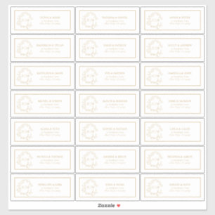 金ゴールドリーピークレストモノグラムゲストアドレスステッカー シール