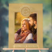 金ゴールドリーピークレストモノグラム結婚写真 アクリルサイン (ニュートラル)