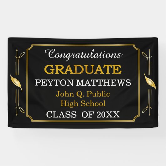 金ゴールドリーフおめでとう卒業生20XX 横断幕 (横)