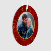 金ゴールドリーフつる植物写真テンプレート初めてのクリスマス オーナメント (正面)