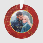 金ゴールドリーフつる植物写真テンプレート初めてのクリスマス オーナメント (正面)