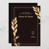 金ゴールドリーフのカスタマイズ 招待状 (正面/裏面)