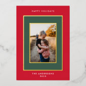 金ゴールドリーフの押し付けエレガントクリスマスフレーム |写真 箔シーズンカード (正面)