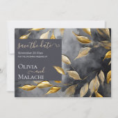 金ゴールドリーフインパストノワール招待状 招待状 (正面)