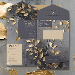 金ゴールドリーフインパストノワール オールインワン招待状