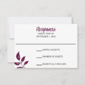 金ゴールドリーフウェディングRSVPカード 出欠カード (正面)