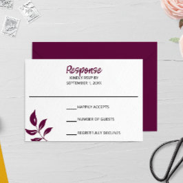 金ゴールドリーフウェディングRSVPカード 出欠カード