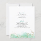 金ゴールドリーフエメラルドバジェット結婚式招待状 (裏面)