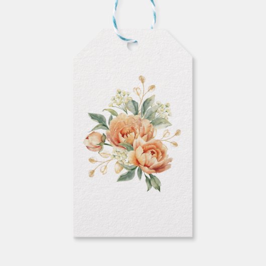 金ゴールドリーフオレンジ牡丹素朴フローラ誕生日 ギフトタグ (裏面)