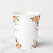 金ゴールドリーフオレンジ牡丹素朴フローラ誕生日 紙コップ (左)