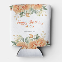 金ゴールドリーフオレンジ牡丹素朴フローラ誕生日 缶クーラー