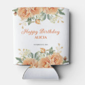 金ゴールドリーフオレンジ牡丹素朴フローラ誕生日 缶クーラー (裏面)