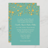 金ゴールドリーフグリッター紙吹雪ドットエレガントな結婚式 招待状 (正面/裏面)