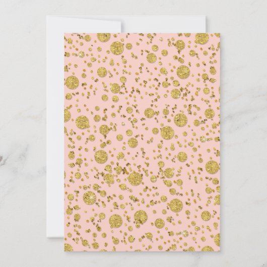 金ゴールドリーフグリッター紙吹雪ドットエレガントな結婚式 招待状 (裏面)