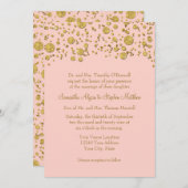 金ゴールドリーフグリッター紙吹雪ドットエレガントな結婚式 招待状 (正面/裏面)