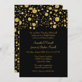 金ゴールドリーフグリッター紙吹雪ドットブライダルシャワー 招待状 (正面/裏面)