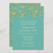 金ゴールドリーフグリッター紙吹雪ドットブライダルシャワー 招待状 (正面/裏面)