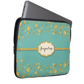 金ゴールドリーフグリッター紙吹雪水玉模様スパーク ラップトップスリーブ (正面右)