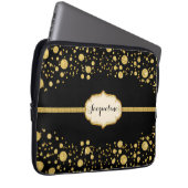 金ゴールドリーフグリッター紙吹雪水玉模様スパーク ラップトップスリーブ (正面右)