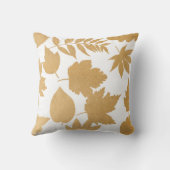 金ゴールドリーフシルエットオン白、モダン秋デコー クッション (裏面)