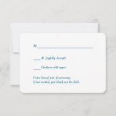 金ゴールドリーフスワールティール（緑がかった色）ブルーウェディングRSVPカード 出欠カード (裏面)