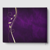 金ゴールドリーフスワール深いパープル結婚ズゲストブック ゲストブック (裏面)