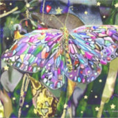 金ゴールドリーフバットフライ シール (正面)